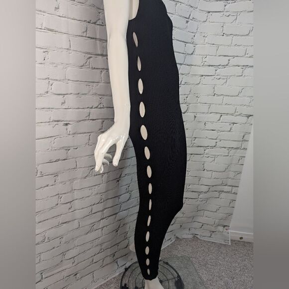 Zara Side Vented cut out Ribbed black dress Size small Limited Edition - Picture 3 of 6
